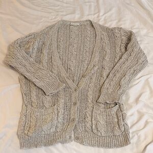 Garnet hill - grey cable knit cardigan